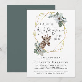 Invitación Boho Giraffe Floral Watercolor Baby Shower