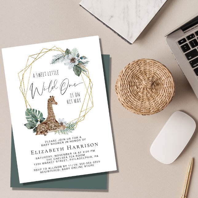 Invitación Boho Giraffe Watercolor Baby Shower (Subido por el creador)