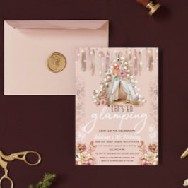 Invitación Boho Glamping Party Pink Elegant 