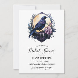 Invitación Boho gótico Floral Raven y Rosa ducha de novia