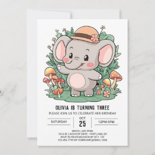 Invitación Boho Graceful Elephant Cumpleaños Digital