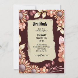 Invitación Boho Gratitude Old Fasion Dinner