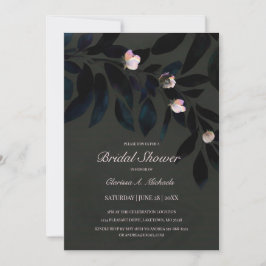 Invitación Boho Gray Gothic Floral Oscuro deja ducha de novia