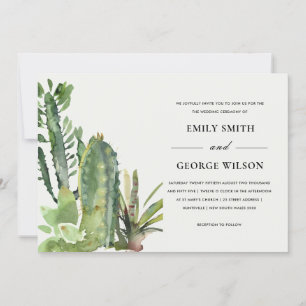 INVITACIÓN BOHO GREEN FLORAL DESERT CACTI BODA FOLIAGE