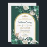 Invitación Boho Green Gold Floral Mexicana Quinceañera<br><div class="desc">Invitación a la Quinceañera Mexicana con flores de oro verde boho</div>