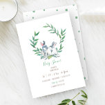 Invitación Boho Green Watercolor Bunny Baby Shower<br><div class="desc">Celebra tu ducha de bebé de Pascua o patio trasero con estas encantadoras invitaciones a la ducha de bebé de la casa abierta, que incluyen un conejo de acuarela suave enclavado en la vegetación y enmarcado por una delicada corona de laurel. Con su paleta blanca y verde, este diseño es...</div>