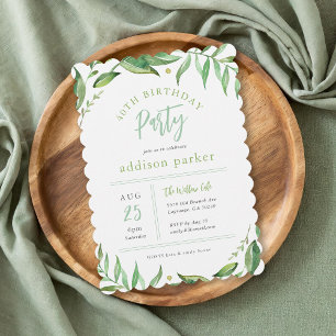Invitación Boho Greenery 40th Birthday Fiesta