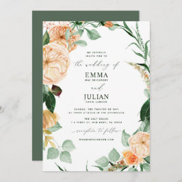 Invitación Boho Greenery Elegante Boda Blanco