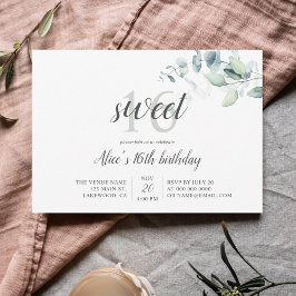 Invitación `Boho Greenery Eucalyptus Sweet 16