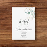 Invitación Boho Greenery Eucalyptus Sweet 16<br><div class="desc">¡Acércate a un mundo de elegancia y celebra convertir a dieciséis en estilo! Nuestra invitación personalizada a los dulces 16 años es el epítome de la gracia y el encanto juvenil. En la esquina superior izquierda, un delicado ilustracion acuarela de un ramo de eucaliptos adornado con gusto aporta un toque...</div>