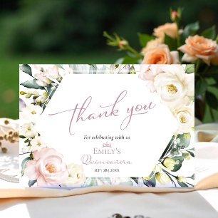 Invitación Boho Greenery Floral Quinceañera Gracias Cartas