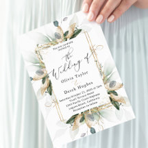 Boho Greenery & Gold Eucalyptus Frame Boda