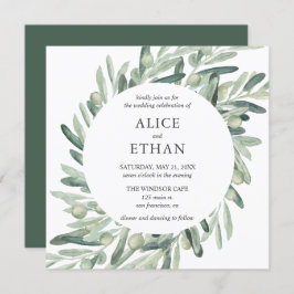Invitación Boho Greenery Olive Leaves Boda