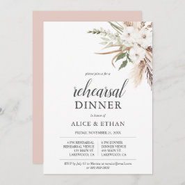 Invitación Boho Greenery Pampa Ensayo de Grass Cena