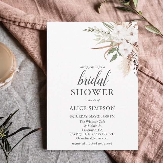 Invitación Boho Greenery Pampa Grass Bridal Shower (Subido por el creador)
