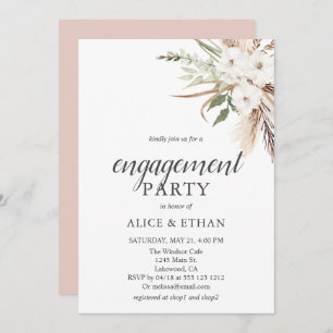 Invitación Boho Greenery Pampa Grass Engagement Party