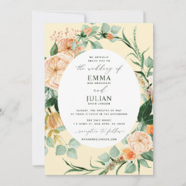 Invitación Boho Greenery Yellow Floral Boda
