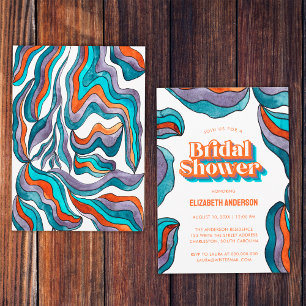 Invitación Boho Groovy Retro Negrita Bridal Bridal Bridal Bri