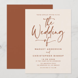 Invitación Boho Hand Lettered Calligraphy Terracotta Boda