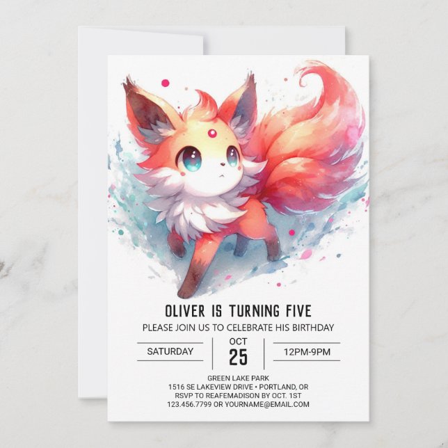 Invitación Boho Happy Fox Birday (Anverso)