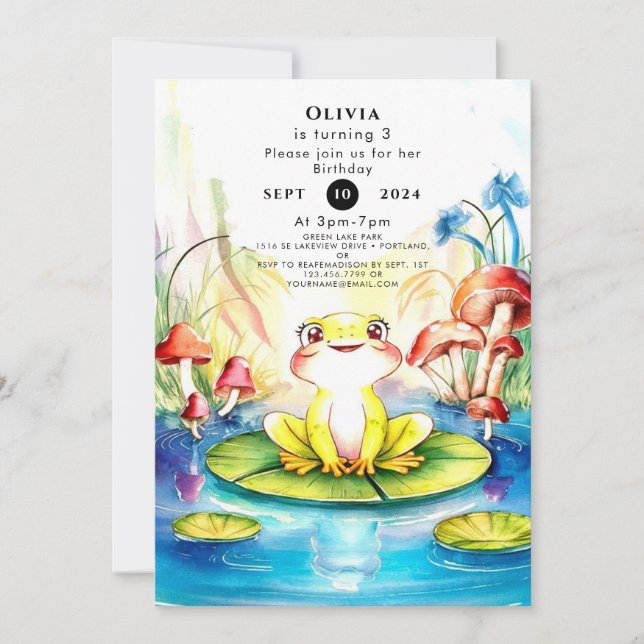 Invitación Boho Happy Frog Birthday (Anverso)