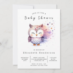 Invitación Boho Happy Owl Baby Shower