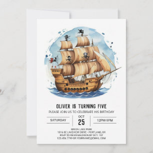Invitación Boho Happy Sails Pirate Cumpleaños