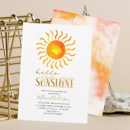 Invitación Boho Hello Sunshine acuarela ducha bebé