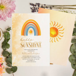Invitación Boho Hello Sunshine acuarela ducha bebé