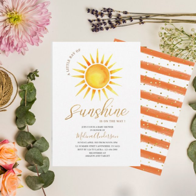 Invitación Boho Hello Sunshine acuarela ducha bebé (Subido por el creador)