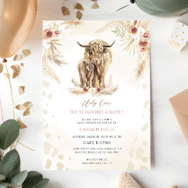Invitación Boho Highland Cow Baby Shower
