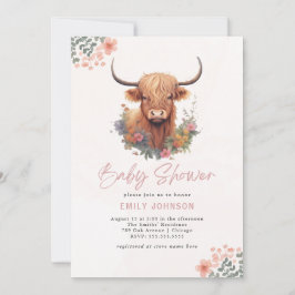 Invitación Boho Highland Cow Baby Shower