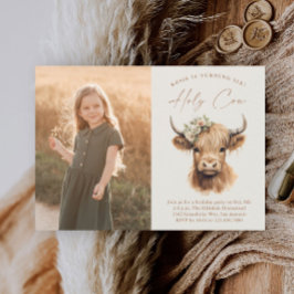 Invitación Boho Highland Cow Kids Foto Fiesta de cumpleaños