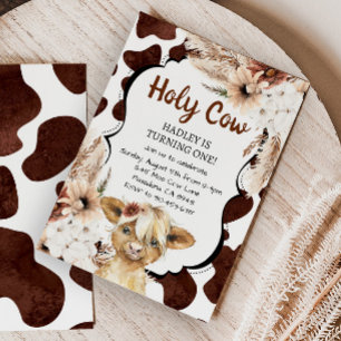 Invitación Boho Highland Cow Soy un Chica