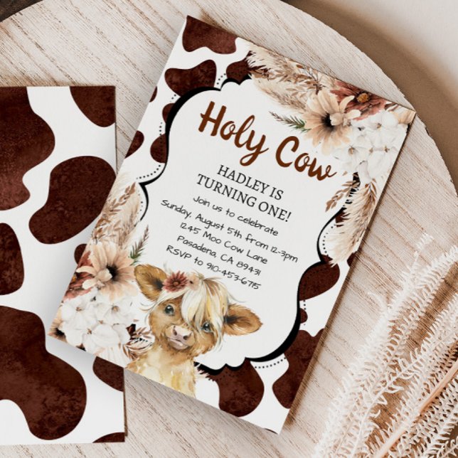 Invitación Boho Highland Cow Soy un Chica (Subido por el creador)