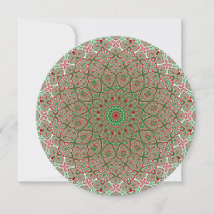 Invitación Boho Hippie Funky Trippy Ornate Mandala de Navidad