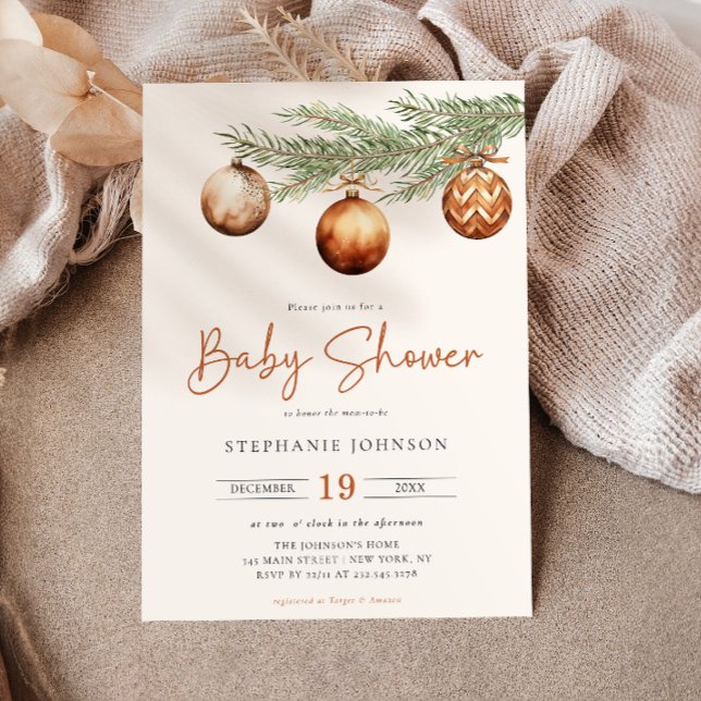 Invitación Boho Holiday Baby Shower Winter (Subido por el creador)
