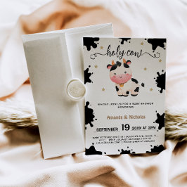 Invitación Boho Holy Cow & Stars Baby Boy Shower
