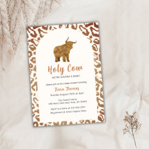 Boho Holy Cow Western Highland Cow Baby Shower