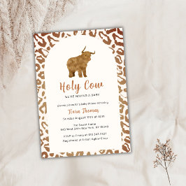 Invitación Boho Holy Cow Western Highland Cow Baby Shower