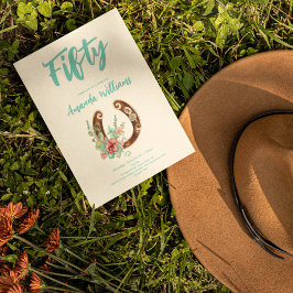 Invitación Boho Horseshoe Wildflowers 50º cumpleaños