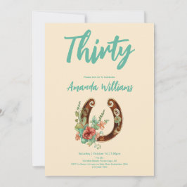 Invitación Boho Horseshoe Wildflowers Trigésimo cumpleaños