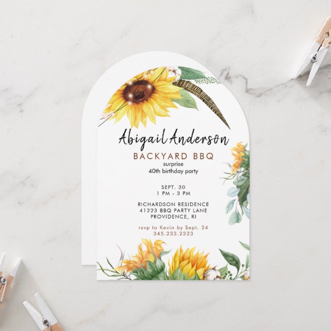 Invitación Boho Ilumina el patio trasero BBQ Partido del Cump (Anverso/Reverso In Situ)