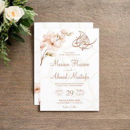 Invitación Boho islámico moderno Terracotta Floral Nikah Wali