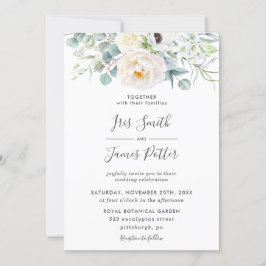 Invitación Boho Ivory Anemone Peony Boda de la vegetación flo