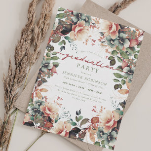Invitación Boho Jardín Botánico Fiesta de Graduación Floral