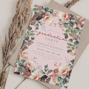 Invitación Boho Jardín Botánico Graduación Floral Rubor