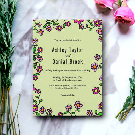 Invitación Boho Jardín Botánico Rosas Boda floral primavera