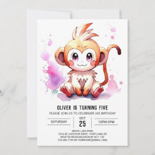Invitación Boho Joyful Monkey Cumpleaños