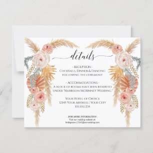 Invitación Boho Jungle Pampas Floral de hierba y Boda de foll